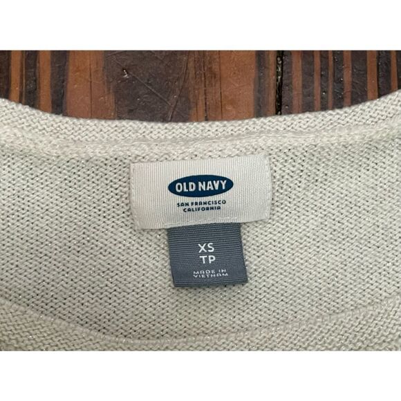 Old Navy Ivory with Silver Glitter Sparkle Pullover Sweater XS - Picture 2 of 5